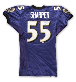 1998 Jamie Sharpers Baltimore Ravens Game Worn and Signed Home Jersey (Sharper LOA)